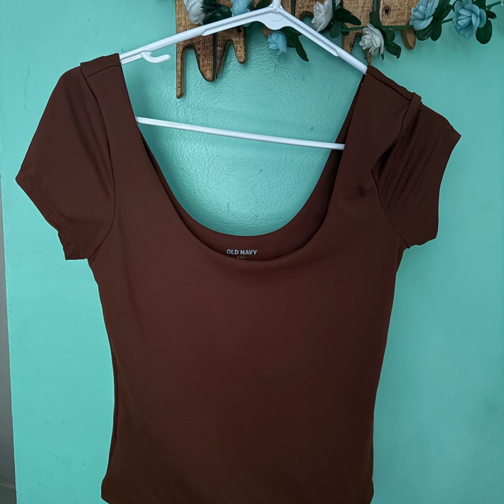 Old Navy Brown Fitted Cap Sleeve Bodysuit